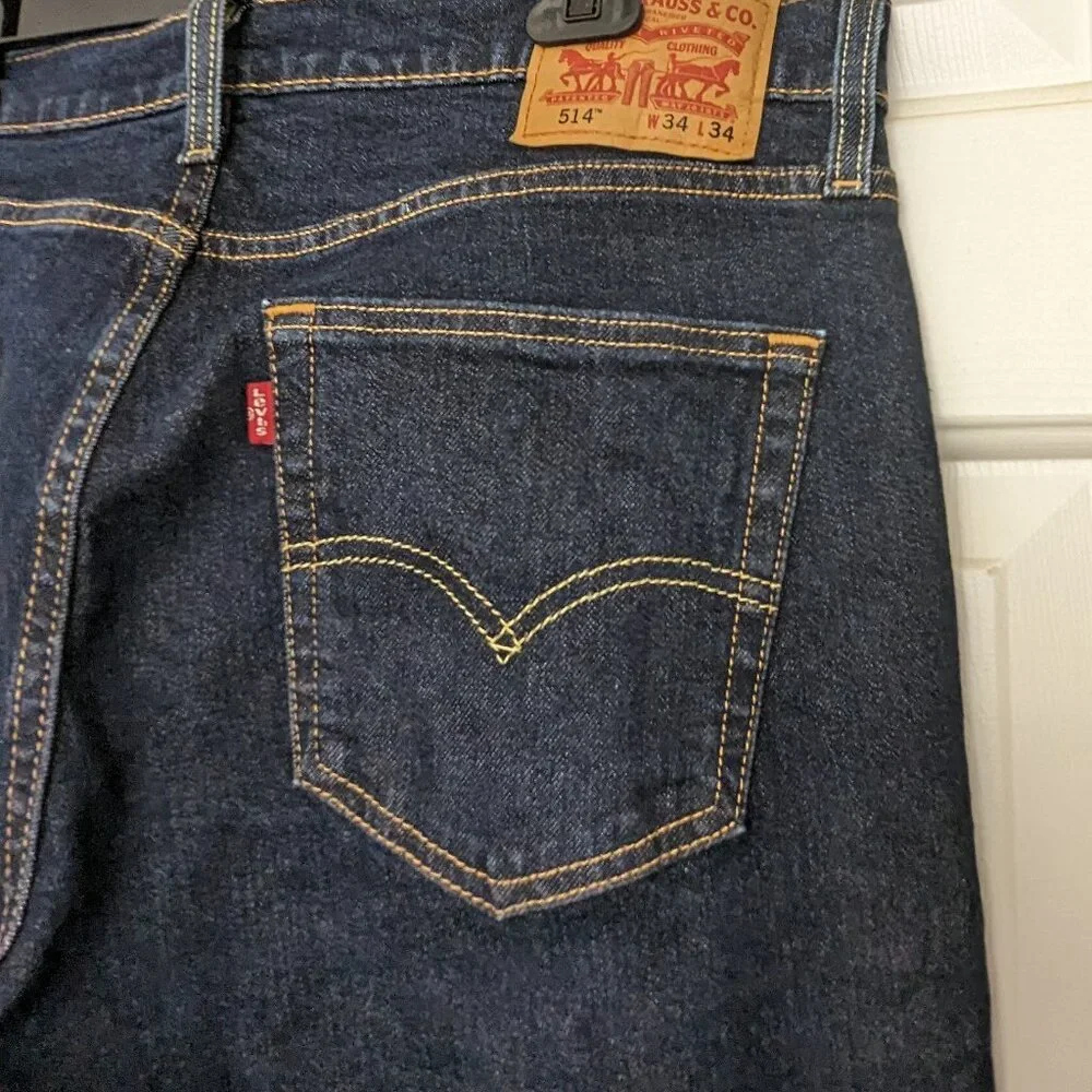 Levi's 514 Jeans Men's Stretch Straight Fit Size 34 X 34 Blue